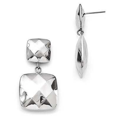 Polished Hollow Squares Post Dangle Earrings - Stainless Steel SRE888 by Chisel, MPN: SRE888, 88677…