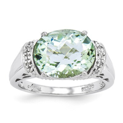 Green Quartz &amp; Diamond Ring Sterling Silver QR3189AG, MPN: QR3189AG, 886774171760