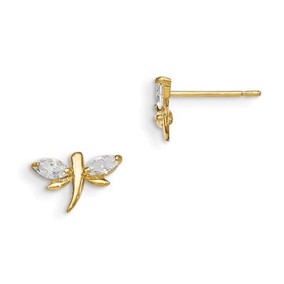 CZ Children&#39;S Dragonfly Post Earrings 14k Gold GK794, MPN: GK794, 191101359910