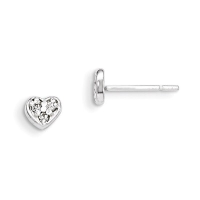 Cubic Zirconia Heart Post Earrings Sterling Silver QE8620, MPN: QE8620, 883957575414