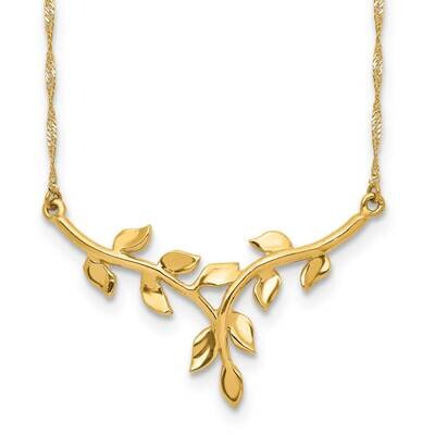 14K Polished Leaf Necklace 14k Gold Polished SF2637-17, MPN: SF2637-17, 883957220314