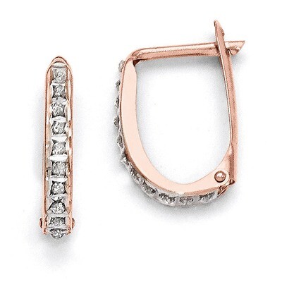 Oval Leverback Hinged Hoop Earrings 14k Rose Gold with Diamonds DF277, MPN: DF277, 883957394350