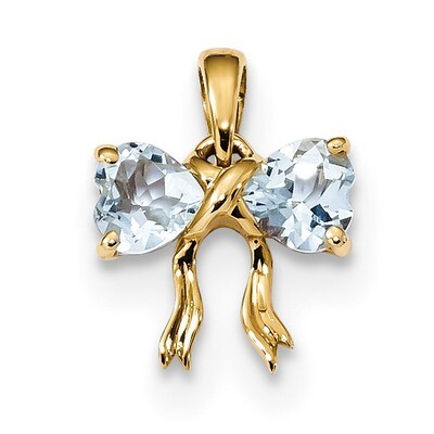 Aquamarine Bow Pendant 14k Gold Polished XBS528, MPN: XBS528, 883957173351