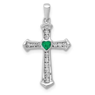 Emerald &amp; Lab Grown Diamond Si1/Si2 G H I Cross Pendant Created PM5272-EM-020-WLG, MPN: PM5272-EM-0…