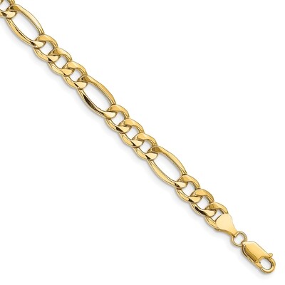7 Inch 8.5mm Semi-Solid Figaro Chain 14k Yellow Gold BC190-7, MPN: BC190-7, 191101833519