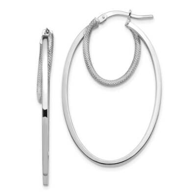 Textured Oval Hoop Earrings 14k White Gold Polished TF1352W, MPN: TF1352W, 191101986307