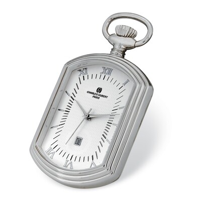Charles Hubert Chrome Finish Open Face Rectangular Pocket Watch  XWA6119, MPN: XWA6119, 848870009088