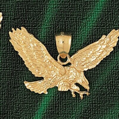 Dazzlers Jewelry Flying Eagle Pendant Necklace Charm Bracelet in Yellow, White or Rose Gold 2782, M…