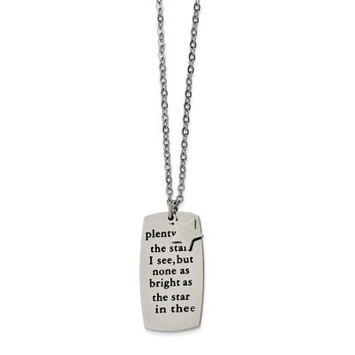 Star with Poem 18in Necklace Stainless Steel Antiqued and Polished SRN2494-18 by Chisel, MPN: SRN24…