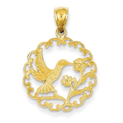 Hummingbird in Round Frame Pendant 14k Gold C3478, MPN: C3478, 637218034550