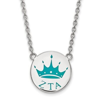 Zeta Tau Alpha Small Enameled Pendant with 18 Inch Chain Sterling Silver SS045ZTA-18, MPN: SS045ZTA…