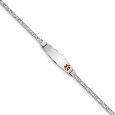 8 Inch Medical Soft Diamond Shape Red Enamel Anchor Link ID Bracelet 14k white Gold XM588FCW-8, MPN…
