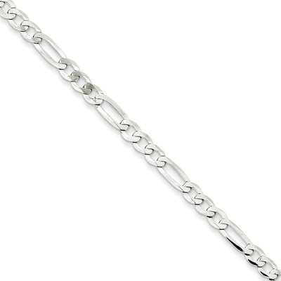 22 Inch 4.5mm Polished Flat Figaro Chain Sterling Silver QMB120-22, MPN: QMB120-22, 886774415611