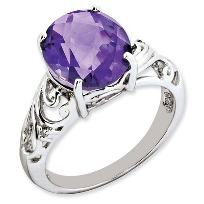 Amethyst &amp; Diamond Ring Sterling Silver QR3190AM, MPN: QR3190AM, 886774171609