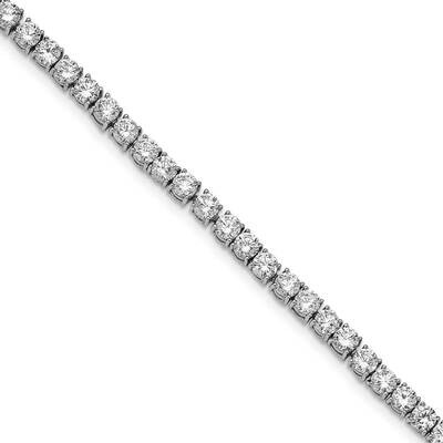 Polished Fancy CZ Diamond 7.25 Inch Bracelet Sterling Silver Rhodium Plated QCM904-7.25, MPN: QCM90…