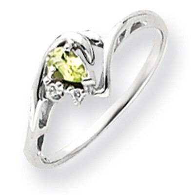 Peridot Diamond Ring 5x3mm Pear 14k white Gold Y4628PE/A, MPN: Y4628PE/A, 883957466248