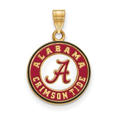 University of Alabama Small Enamel Disc Pendant Gold-plated Sterling Silver GP094UAL, MPN: GP094UAL…