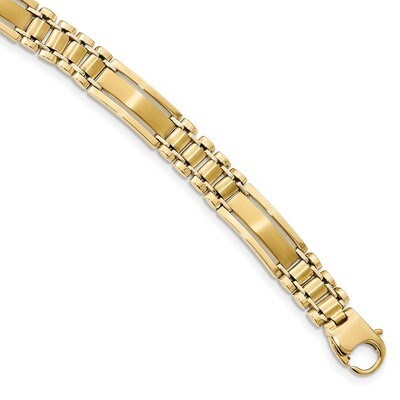8.5 Inch Two Toned Polished and Satin Mens Link Bracelet 14k Gold GB253-8.5, MPN: GB253-8.5, 191101…