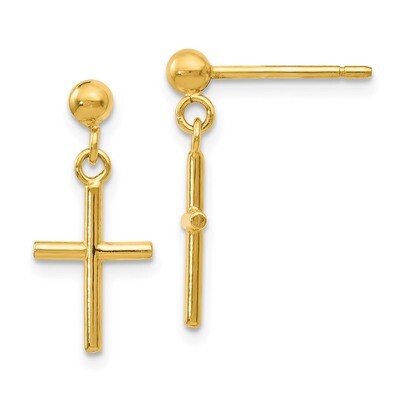 Leslie&#39;s Cross Post Drop Earrings 14k Gold Polished HB-LE1722, MPN: LE1722, 191101760136