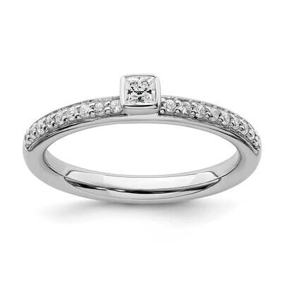 White Topaz &amp; Diamond Ring Sterling Silver QSK2139, MPN: QSK2139, 191101211713