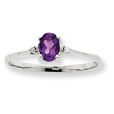 Polished Geniune Diamond &amp; Amethyst Birthstone Ring 10k White Gold 10XBR215, MPN: 10XBR215, 1911010…