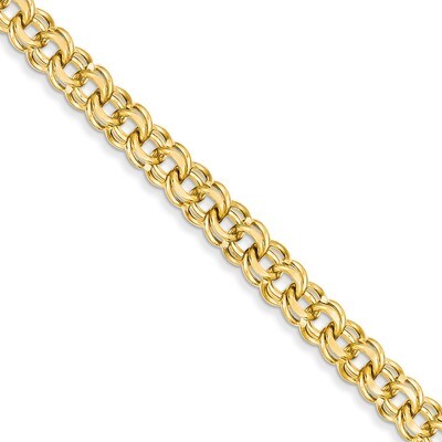 7in 7.5mm Solid Double Link Charm Bracelet 7 Inch 14k Gold DOH19-7, MPN: DOH19-7, 886774095233