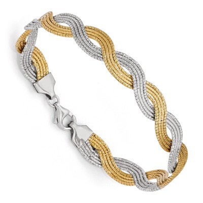 Leslie&#39;s Gold-plated Diamond-cut Twisted Bracelet 7 Inch - Sterling Silver HB-QLF403-7, MPN: QLF403…