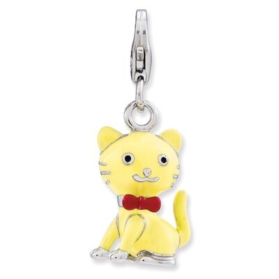 3-D Cat with bow tie Charm Sterling Silver Enameled QCC721 by Amore La Vita, MPN: QCC721, 886774234…