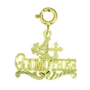 Dazzlers Jewelry Number One Godmother Pendant Necklace Charm Bracelet in Yellow, White or Rose Gold…