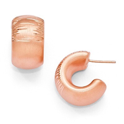 Leslie&#39;s Radiant Essence Rose Gold-plated Diamond-cut Post Hoop Earrings - Sterling Silver HB-QLE46…