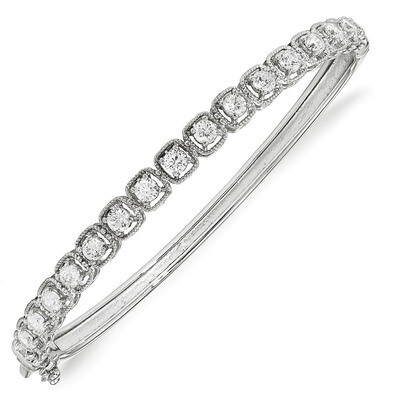CZ Hinged Bangle Sterling Silver Rhodium-plated QB1072, MPN: QB1072, 886774727790