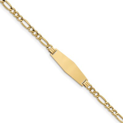 7 Inch  Soft Diamond Shape ID Bracelet 14k Gold DCID108C-7, MPN: DCID108C-7, 883957574318