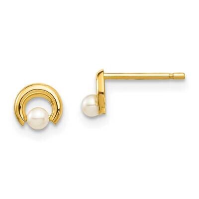 Button Freshwater Cultured Pearl Circle Post Earrings 14k White Gold SE2964 by Madi K, MPN: SE2964,…