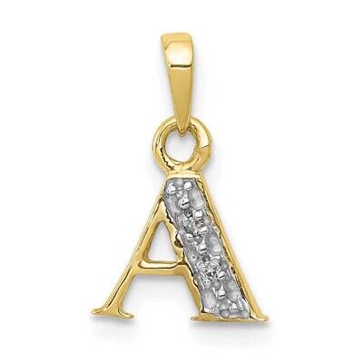 Diamond Initial A Pendant 10k Gold and Rhodium 10YC250A, MPN: 10YC250A,