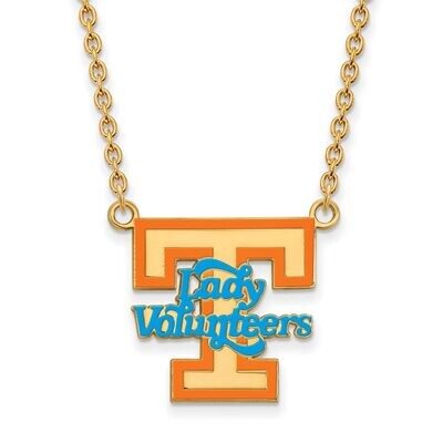 University of Tennessee Large Enamel Pendant with Chain Necklace Gold-plated Silver GP081UTN-18, MP…