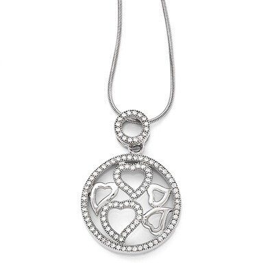 Heart Necklace Sterling Silver &amp; Cubic Zirconia Polished QMP145-18, MPN: QMP145-18, 886774299983