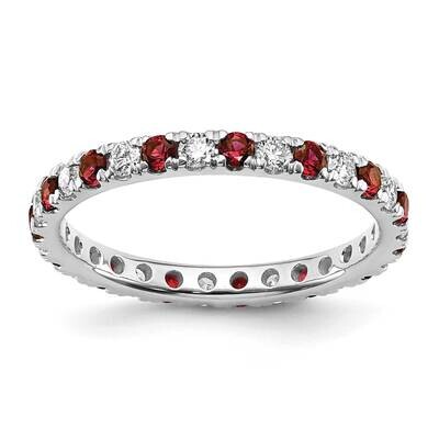Si1/Si2 G H I &amp; Created Ruby Eternity Band 14k White Gold Lab Grown Diamond ET0049-CRU-050-65WLG, M…