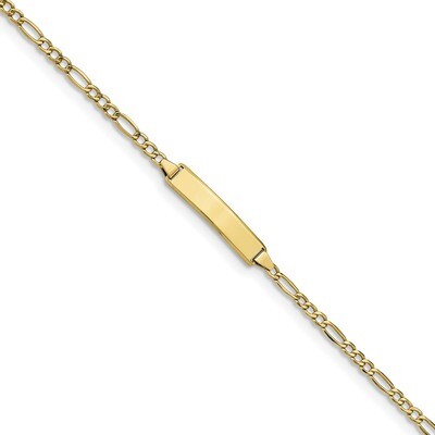 6 Inch Semi-solid Figaro Link ID Bracelet 10k Gold 10DCID134-6, MPN: 10DCID134-6, 191101440694