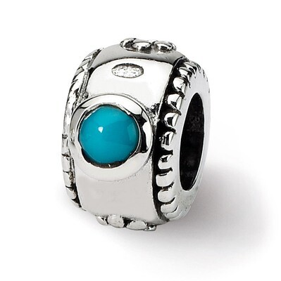 Turquoise Synthetic Diamond Bead - Sterling Silver QRS412, MPN: QRS412, 883957723372