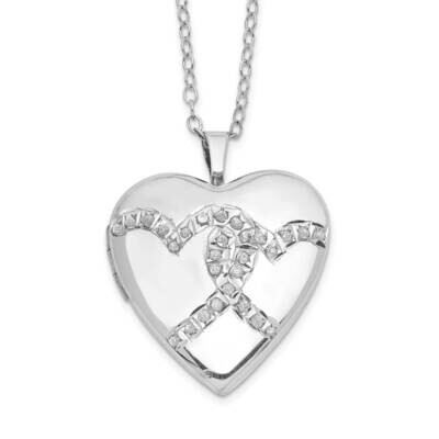 Diamond Mystique Platinum-Plated Dia Double Heart Locket Sterling Silver QLS946, MPN: QLS946, 88395…