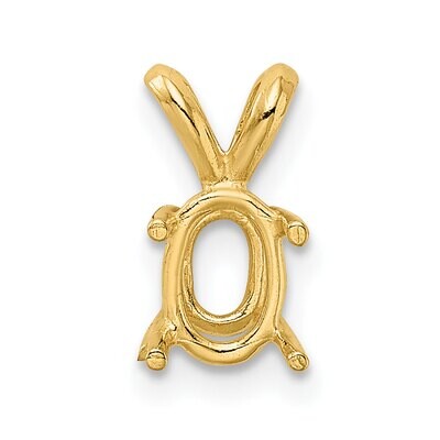 Oval 4-Prong Cast Medium Weight 4 x 3mm Pendant Setting 14k Yellow Gold YG981, MPN: YG981,