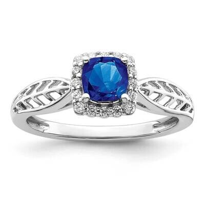 Sapphire and Diamond Halo Ring 14k White Gold Polished RM8173-SA-055-WA, MPN: RM8173-SA-055-WA,