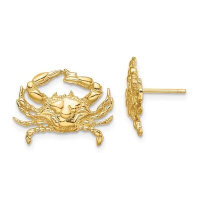 Blue Crab Post Earrings 14k Gold 2-D TE841, MPN: TE841, 637218013692