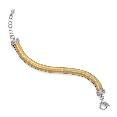 Leslie&#39;s CZ with 1 inch Extender Bracelet 7 Inch Sterling Silver Gold-tone HB-QLF771-7, MPN: QLF771…
