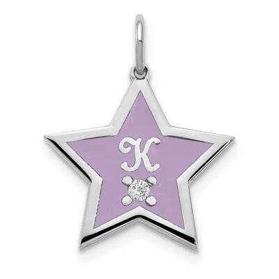 Initial Epoxy Star with Diamond Charm Sterling Silver Rhodium-plated XNA1161SS, MPN: XNA1161SS,
