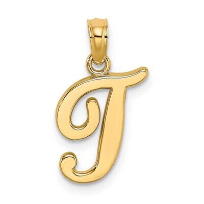 T Script Initial Charm 14k Gold Polished K6422T, MPN: K6422T, 637218007172