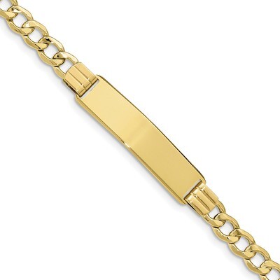 7 Inch Semi-solid Curb Link ID Bracelet 10k Gold 10DCID142-7, MPN: 10DCID142-7, 191101440823