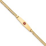 7 Inch Medical Soft Diamond Shape Red Enamel Flat Curb Link ID Bracelet 14k Gold XM562CC-7, MPN: XM…