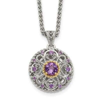 Accent Amethyst Necklace Sterling Silver with 14k Gold QTC1557, MPN: QTC1557, 883957231839