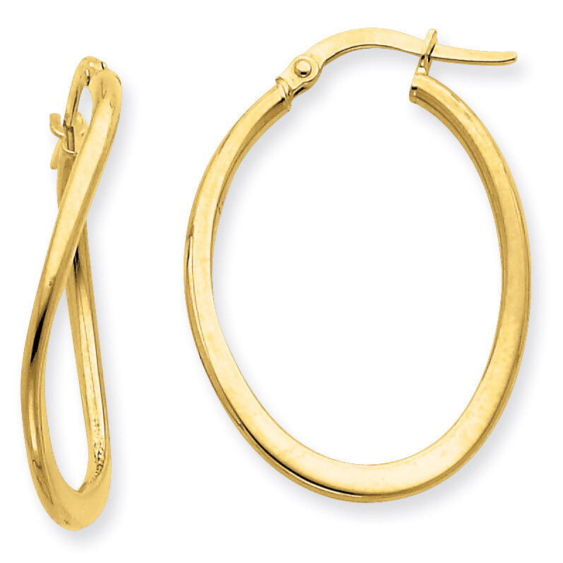 2mm Polished Tapered Twist Hoop Earrings 14k Gold PRE217
